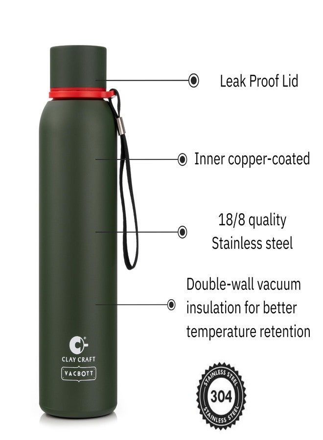 Clay Craft Vacbott Everest 700 Ml Double Wall Vacuum Insulated Stainless Steel Water Bottle | 24 Hrs Hot & 18 Hrs Cold | 1 Year Limited Warranty | Bis Certified| Made in India (Green) - Image 5
